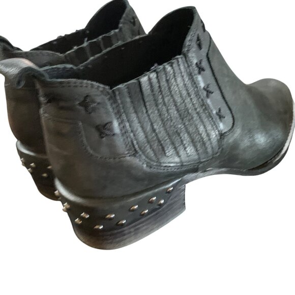 Naughty Monkey Women's Ankle Boots Studded Black Leather Sz 8  Western Moto Y2K - Picture 1 of 11